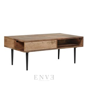 Coffe Table Nagara - Meja Jati Minimalis Dengan Storage dan Kaki Bubut