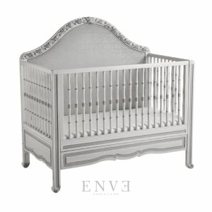 Classic Baby Cribs and Cot for Baby Newborn With Grey Color and Carving