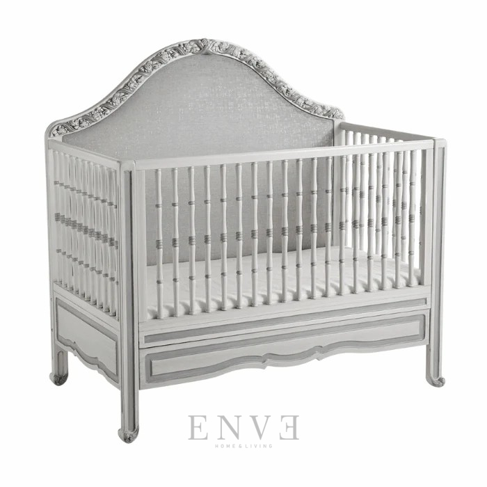 Classic Baby Cribs and Cot for Baby Newborn With Grey Color and Carving