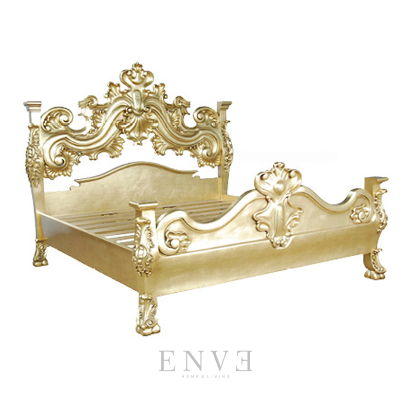 Evra Wooden Bed Frame Wooden Carving
