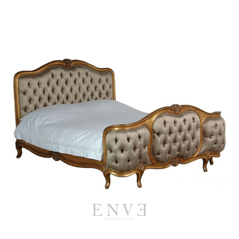 Saphire Bed Frame Wooden Carving With Upholstery