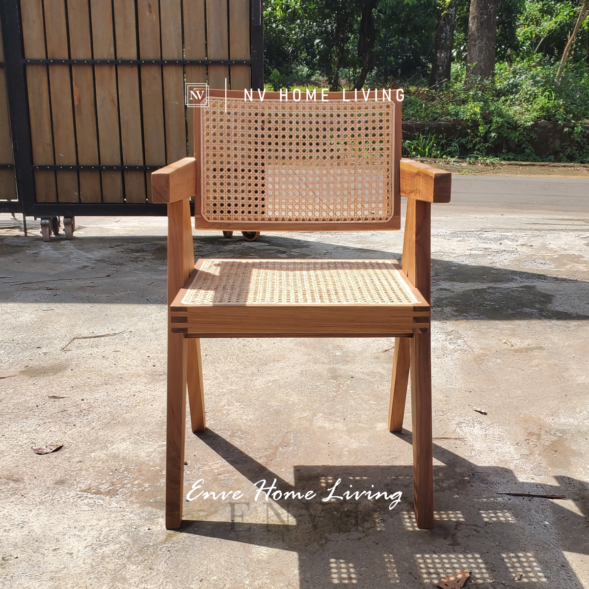 kursi makan minimalis jati kombinasi rotan