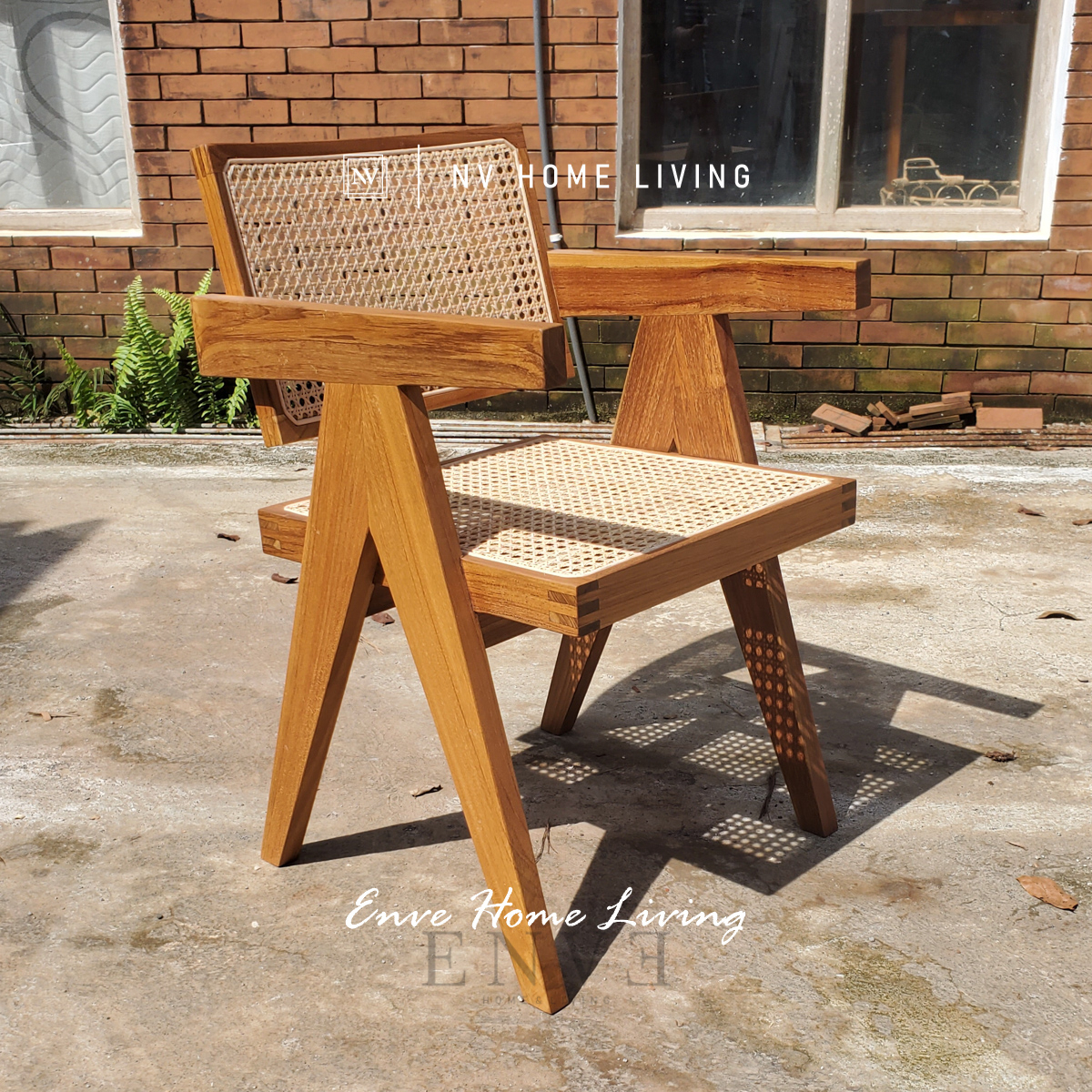 kursi makan minimalis jati kombinasi rotan