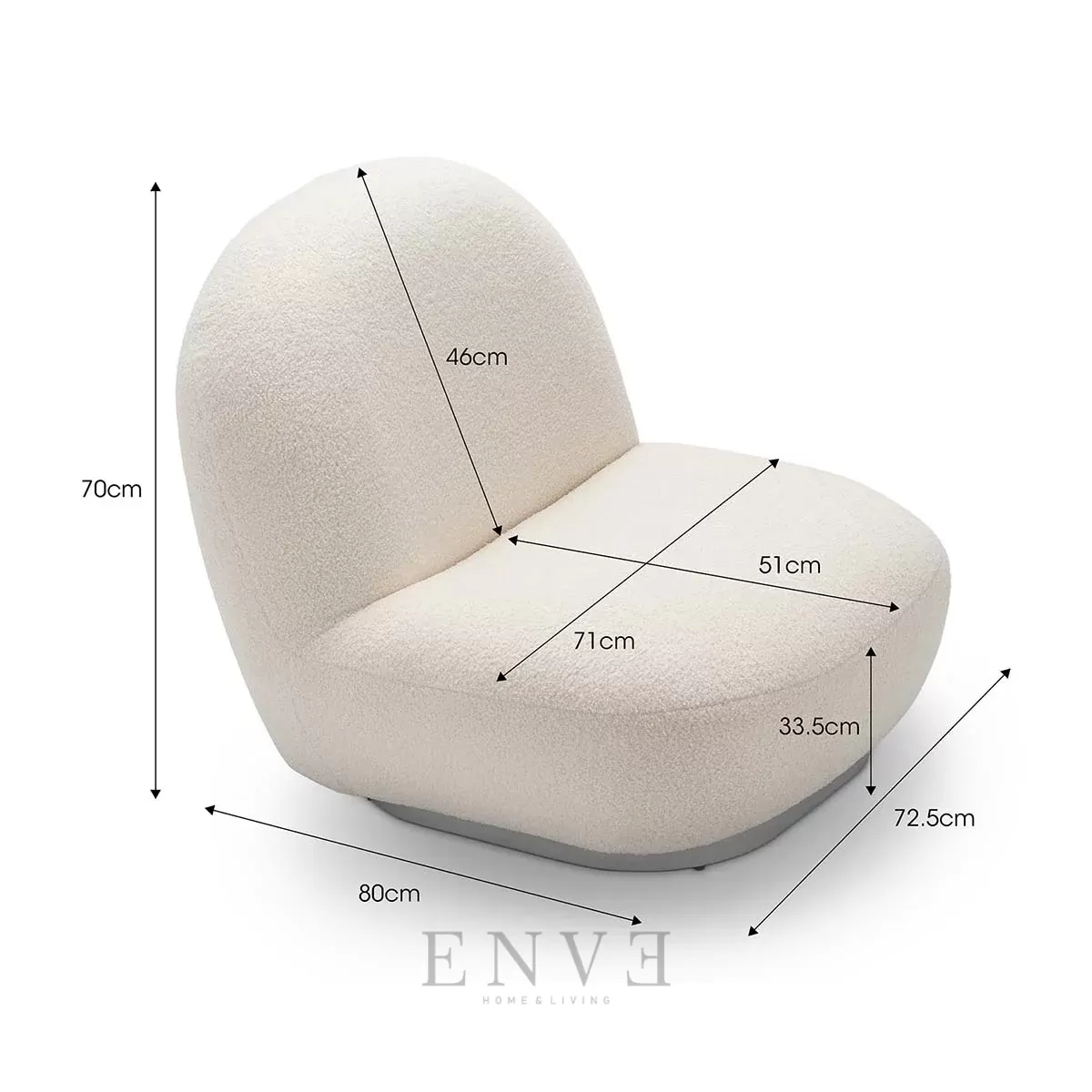 Kursi Sofa Santai Bulat Minimalis Modern - Ukuran Armchair