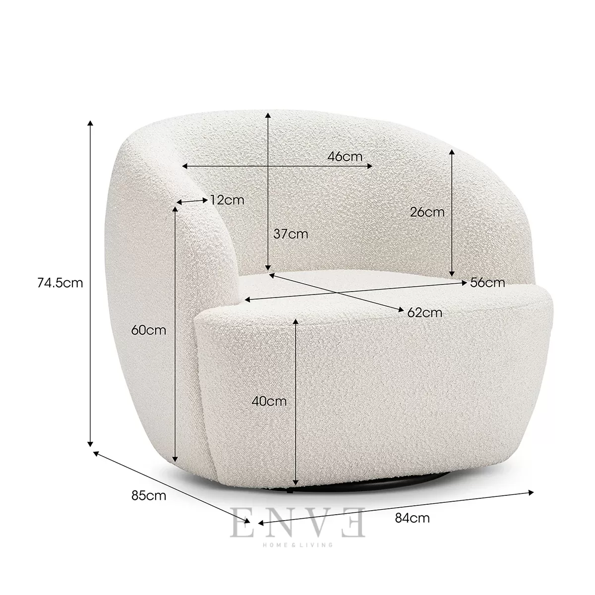 Ukuran - Single Sofa Armchair Ruang Tamu Minimalis - Armchair Modern