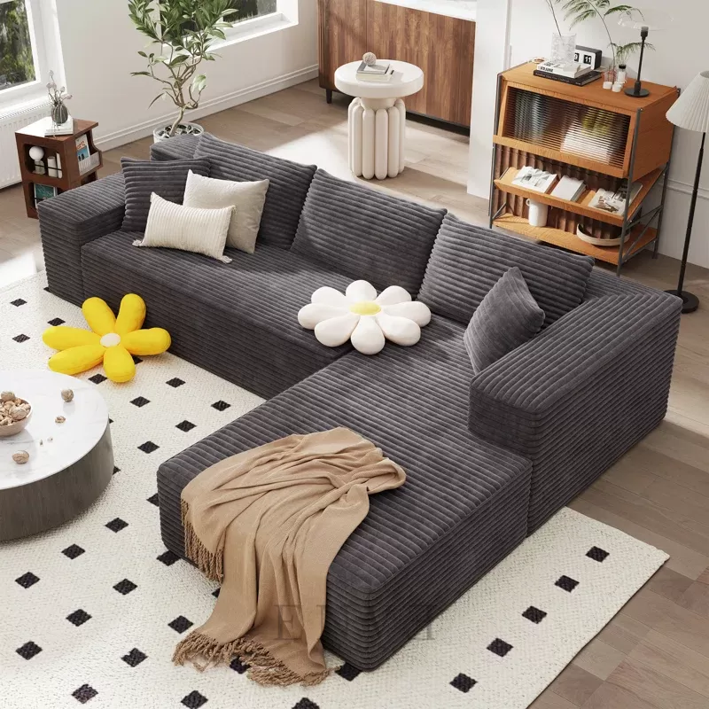 kursi sofa leter l minimalis grey