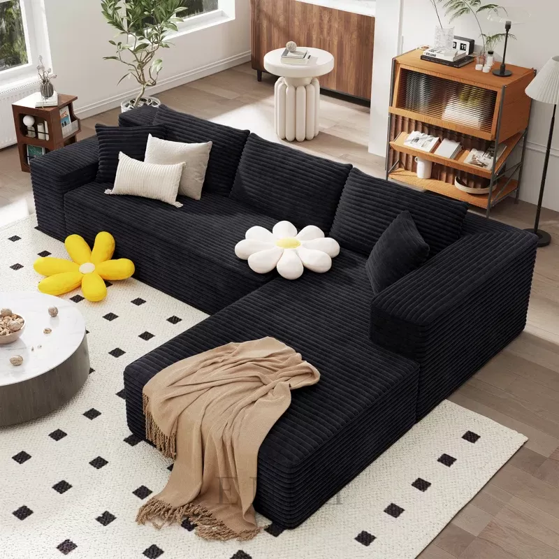 kursi sofa leter l minimalis hitam