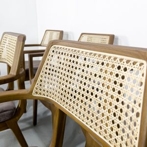 Kursi Makan Yano | Kursi Jati Minimalis Modern Dengan Rotan